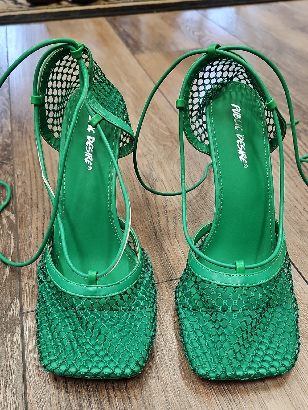 Green, Summer, Wedding, Party Dance, Club, Mesh,Lace-Up, Women’s, Heels, Girly